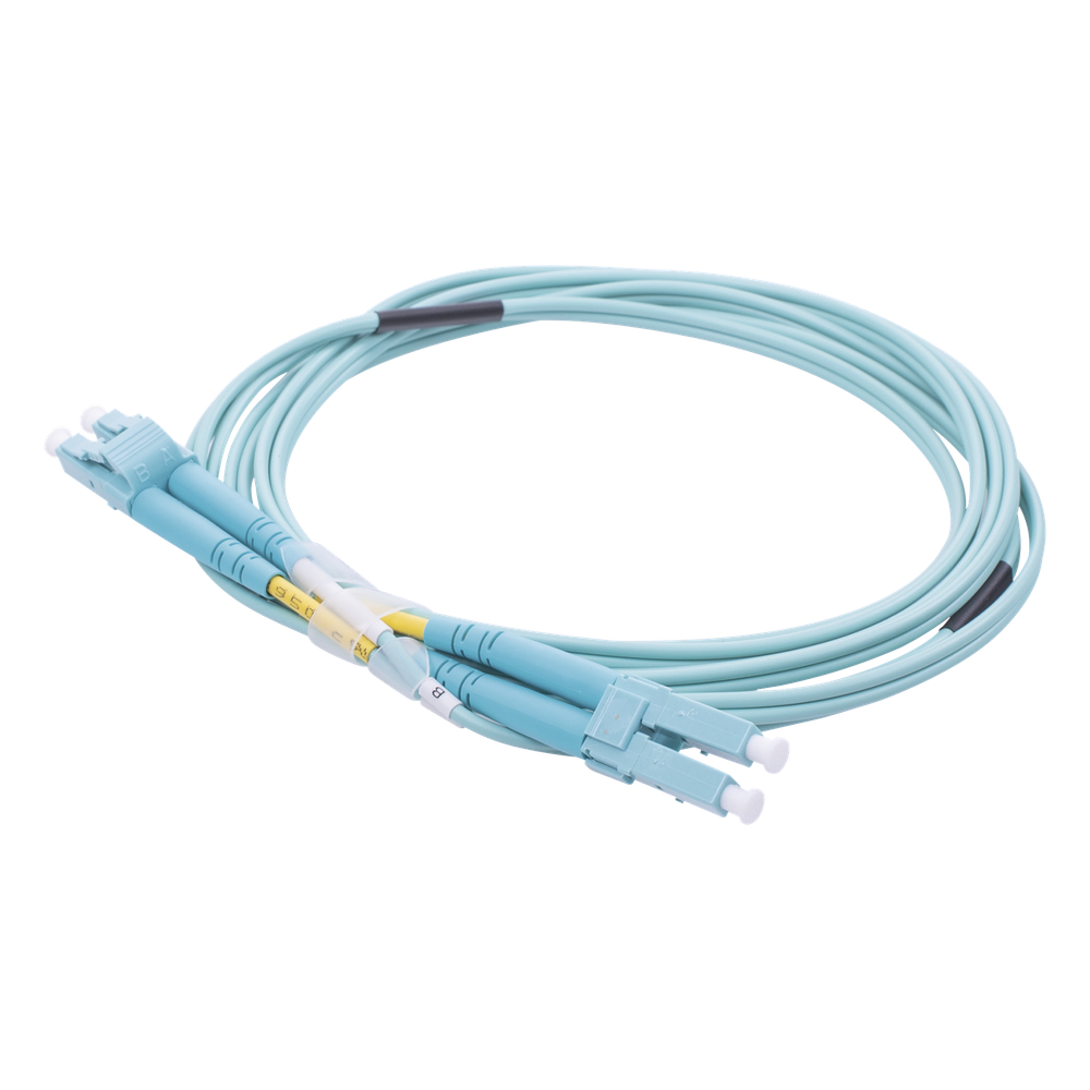 [LP-FOM3-LCLC-R02] Jumper de Fibra Óptica Multimodo OM3 50 / 125 LC-LC OFNR (Riser), 2.0 mm, Dúplex, Aqua, 2 Metros (6.56 Pies)