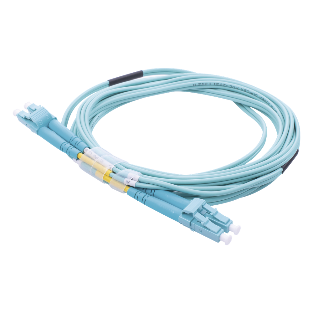 [LP-FOM3-LCLC-R03] Jumper de Fibra Óptica Multimodo OM3 50 / 125 LC-LC OFNR (Riser), 2.0 mm, Dúplex, Aqua, 3 Metros (9.84 Pies)
