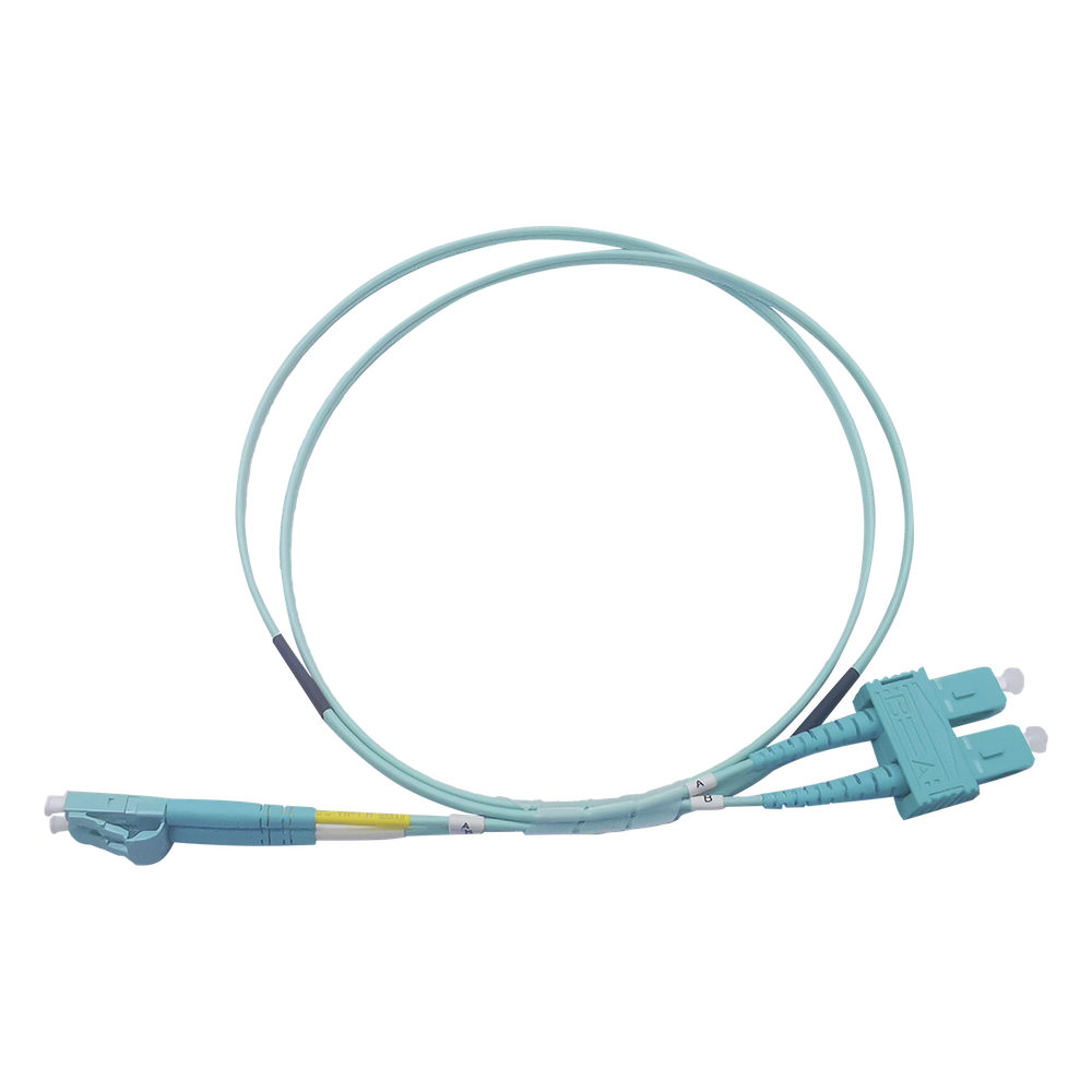 [LP-FOM3-LCSC-R03] Jumper de Fibra Óptica Multimodo OM3 50 / 125 LC-SC OFNR (Riser), 2.0 mm, Dúplex, Aqua, 3 metros (9.84 pies)