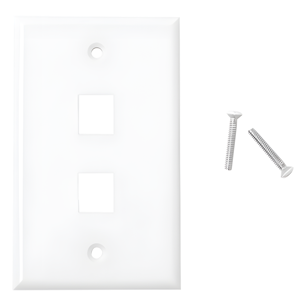 Placa de pared 2 puertos, keystone, blanco