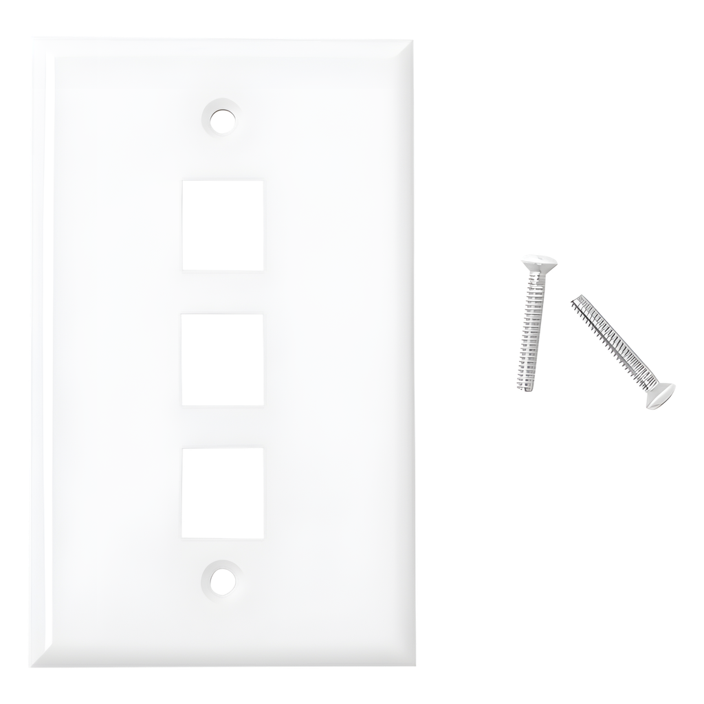 Placa de pared 3 puertos, keystone, blanco