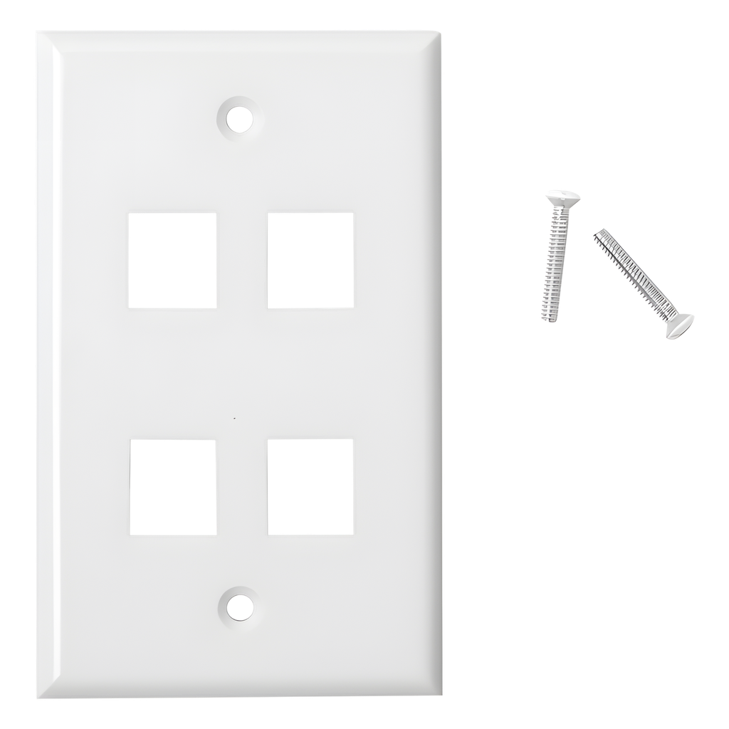 Placa de pared 4 puertos, keystone, blanco