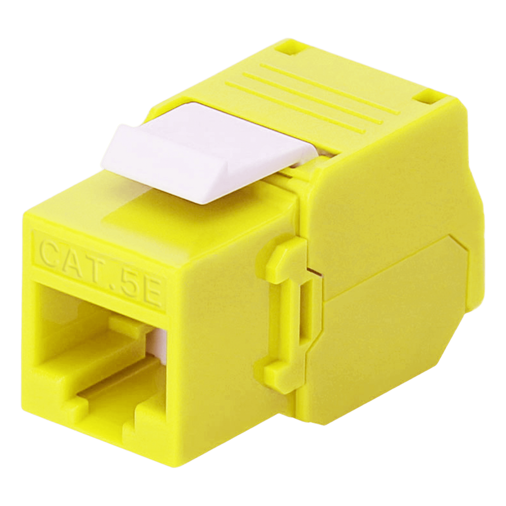 Jack RJ45 keystone Cat5e, sin herramienta, amarillo