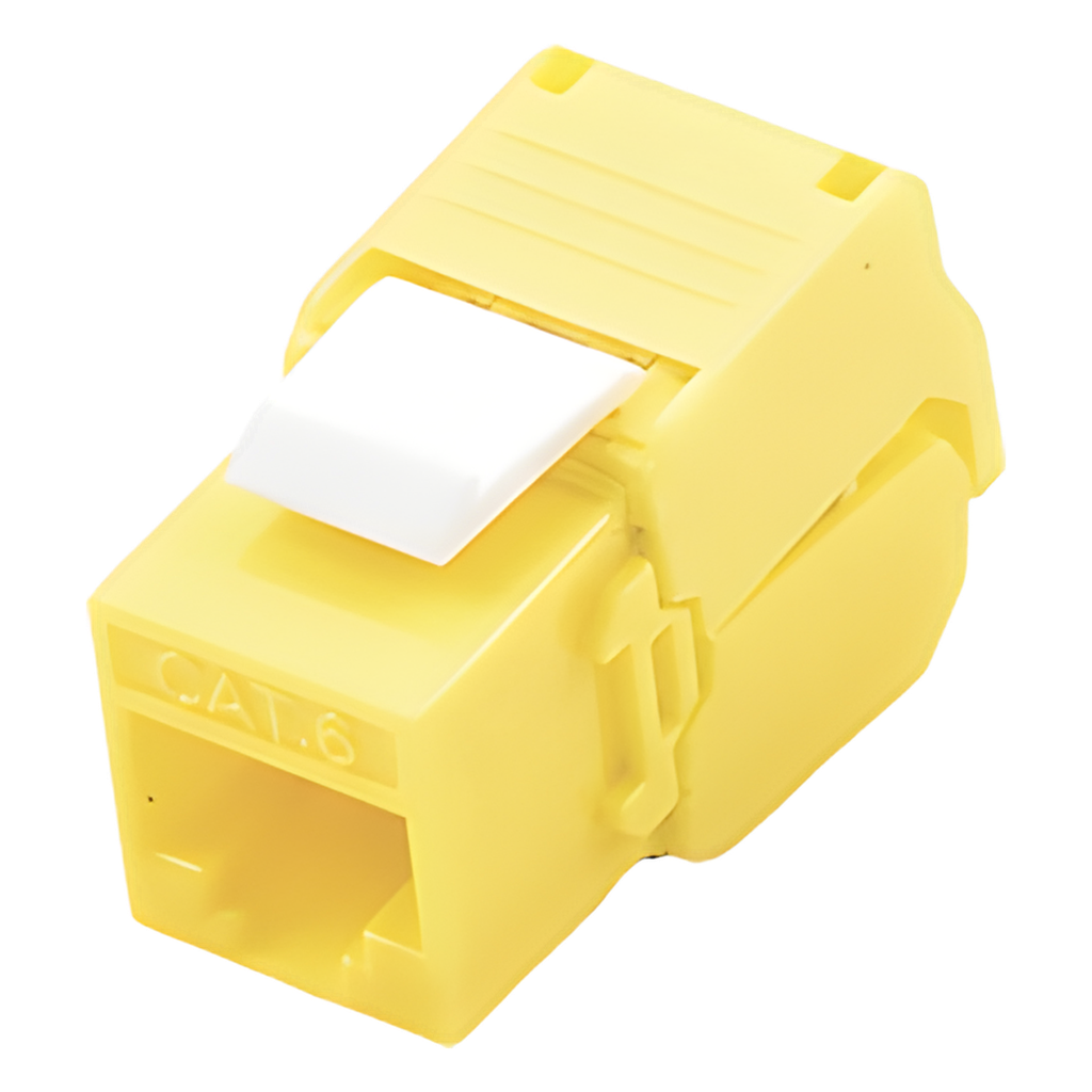 Jack RJ45 keystone Cat6, sin herramienta, amarillo