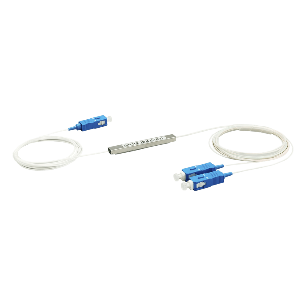 Splitter (Divisor Óptico) tipo PLC, de 1x2, conectores SC / UPC