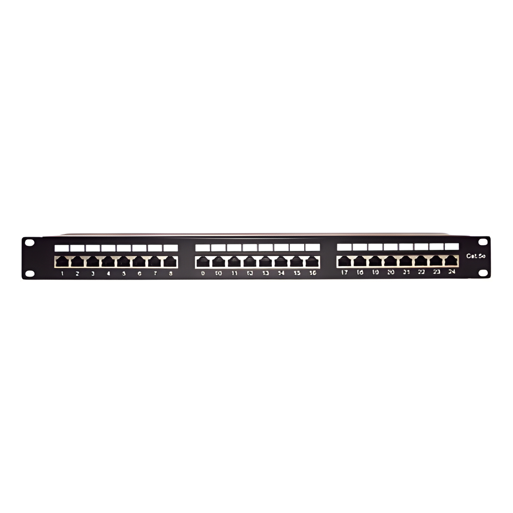 [LP-PP-530] Panel de Parcheo de Impacto Blindado (STP) de 24 Puertos Cat5e, 19 Pulgadas