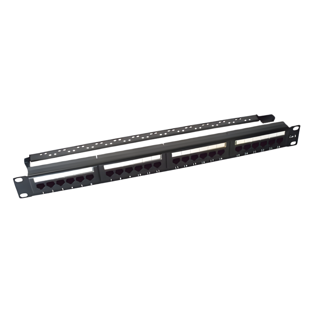 [LP-PP-607] Panel de Parcheo de Impacto (110) UTP de 24 Puertos Cat6, 19 Pulgadas (48.26 cm), con Barra para Organizar Cable