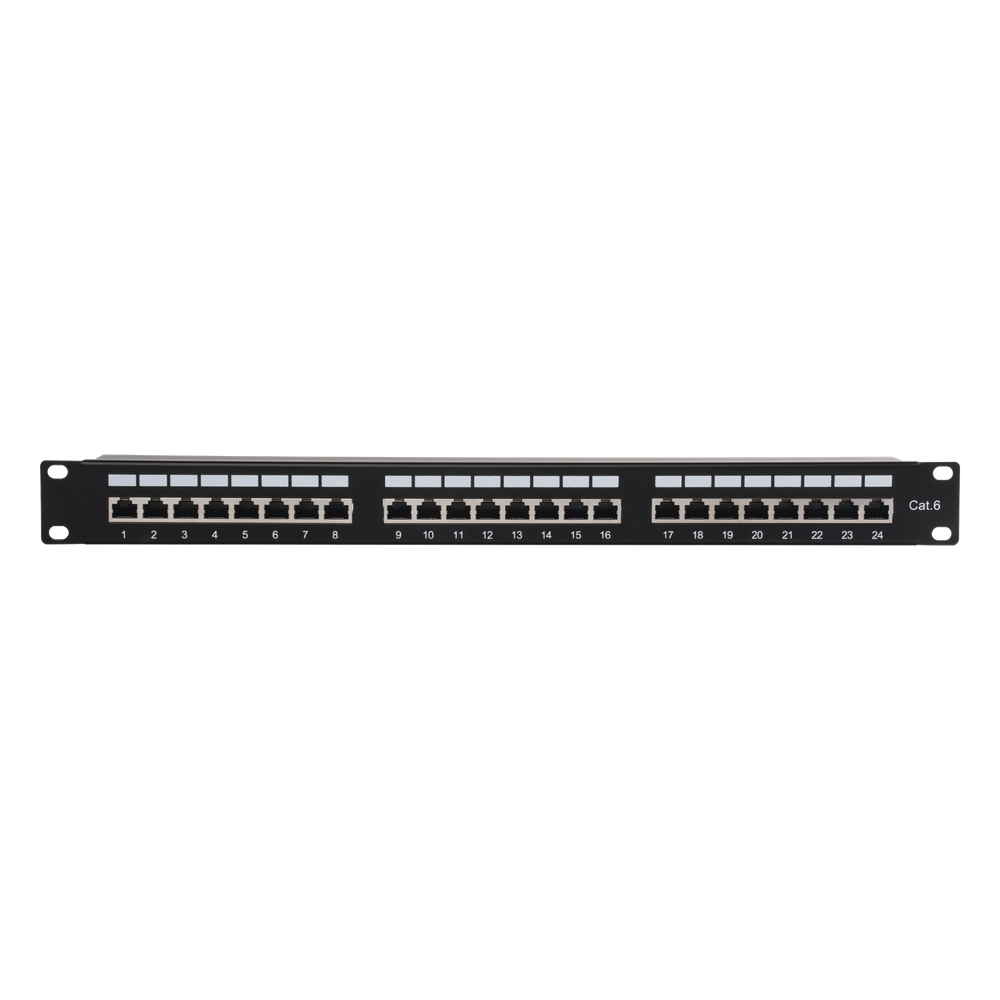 [LP-PP-630] Panel de Parcheo de Impacto (110) Blindado (STP) de 24 Puertos Cat6, 19 Pulgadas