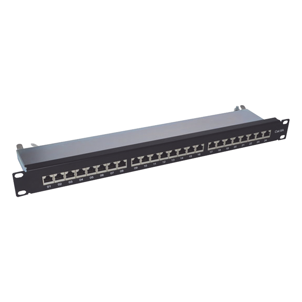 Panel de parcheo Cat6A 24 puertos, blindado