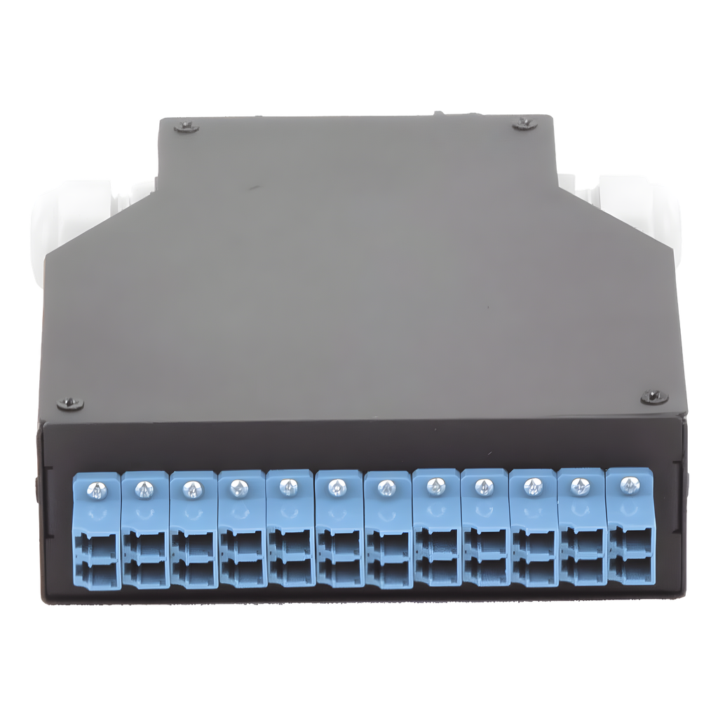 [LP-RDLCUSM] Distribuidor de Fibra Óptica Para Riel Din, 12 Acopladores LC / UPC Duplex Monomodo con Charola de Empalme