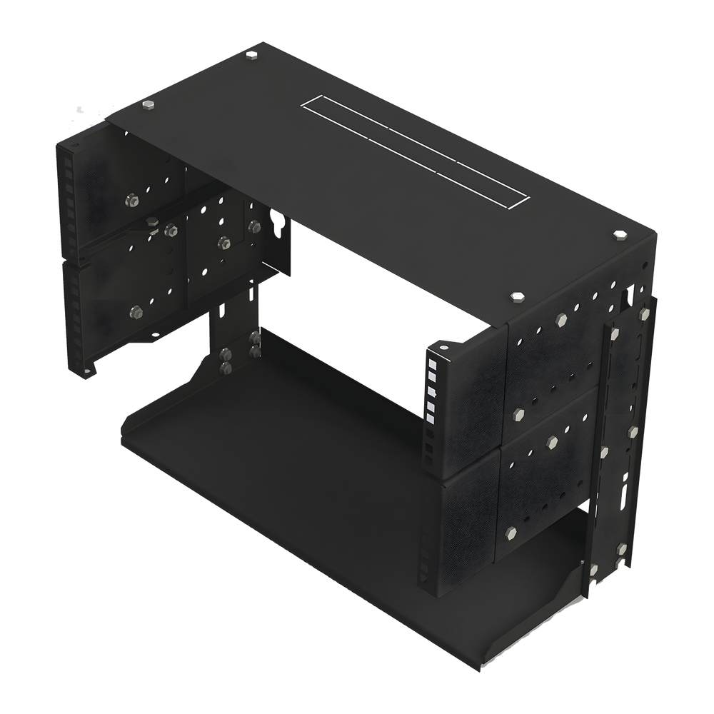 [LP-REP-1205-CH] Rack Abierto de montaje en Pared, de 19in, 5 Unidades de rack, Profundidad Ajustable (8" a 12") con Charola de Uso Múltiple