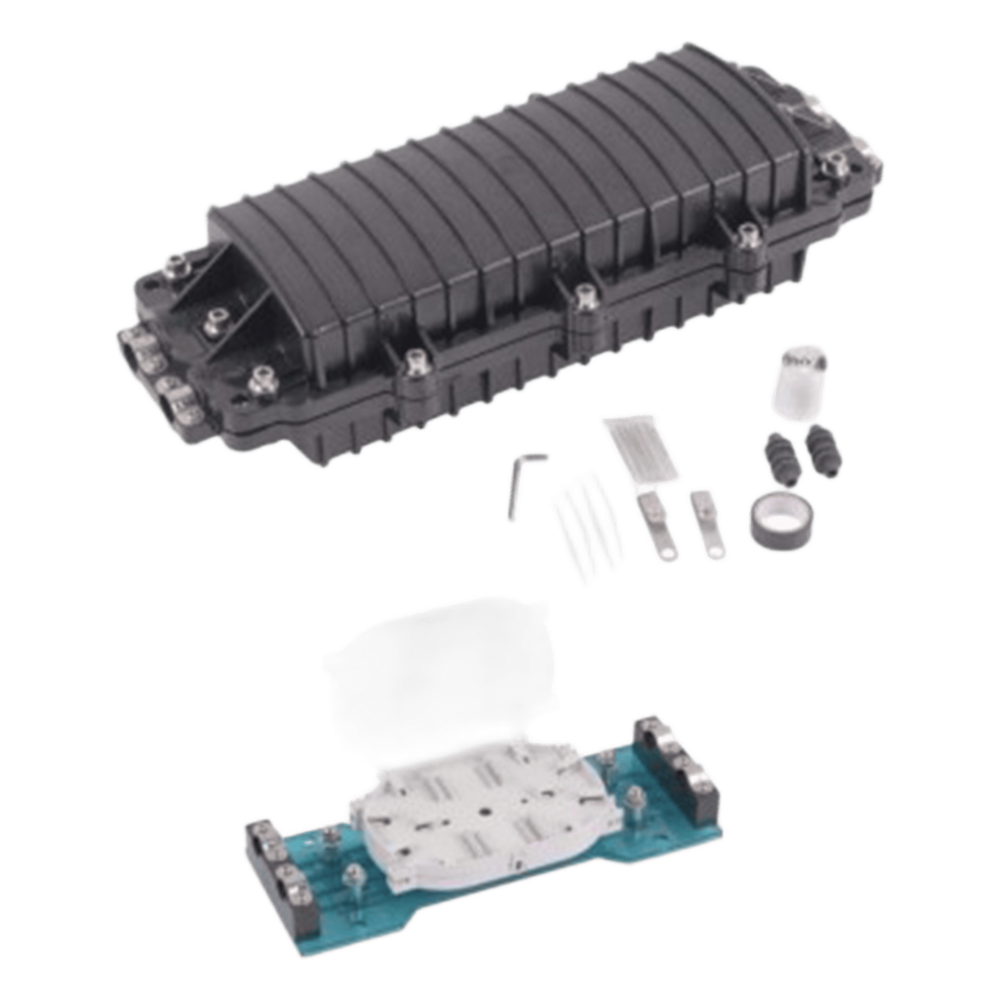 [LP-SCH96-2] Caja de Distribución de Fibra Óptica Horizontal, Hasta 96 Empalmes, Exterior IP68, 2 Puertos de Entrada y Salida