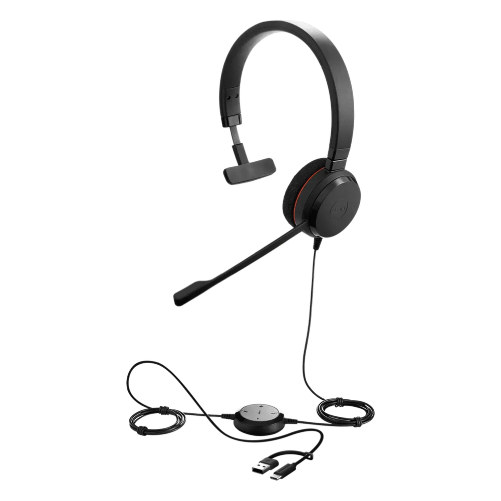 Jabra Evolve 20 Mono con Conexión USB con A, Micrófono con Cancelación de Ruido de Ultima Generación, Configuración Plug and Play (4993-829-269)