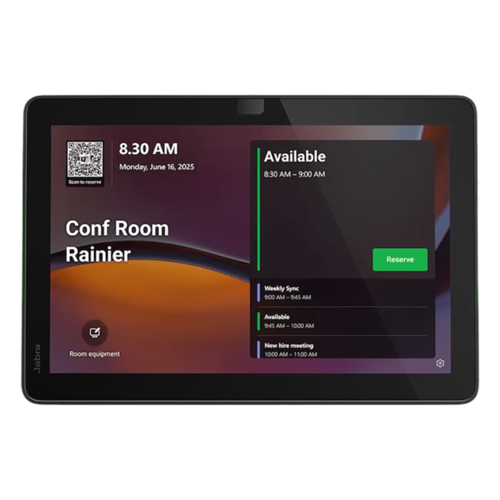 [SCHEDULER-JABRA] Panel de Programación de Salas / Pantalla Táctil 10.1" / Resolución 1920x1200 / Android 13 / PoE IEEE 802.3af / Wi-Fi 802.11ac / Bluetooth 5.2 / Certificado Microsoft Teams y Zoom Rooms / Barras LED de Disponibilidad / montaje Fl