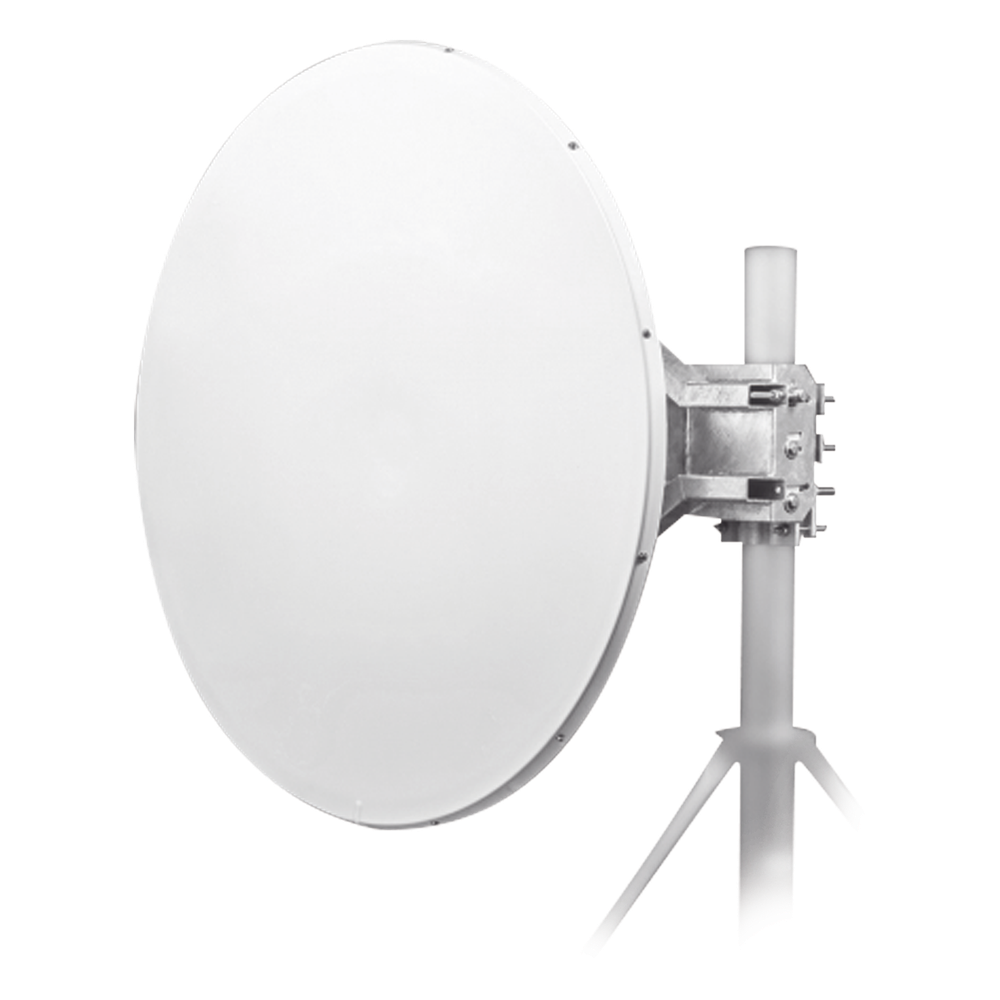[JRC-DD35-DUPLEX-PRE] Antena direccional Alto Rendimiento / Parábola profunda para mayor aislamiento al ruido / 4 ft / 4.9 a 6.1 GHz / / Ganancia de 35 dBi / Soporte de acero inoxidable / Polaridad en 90 ° y 45 ° / Incluye montaje