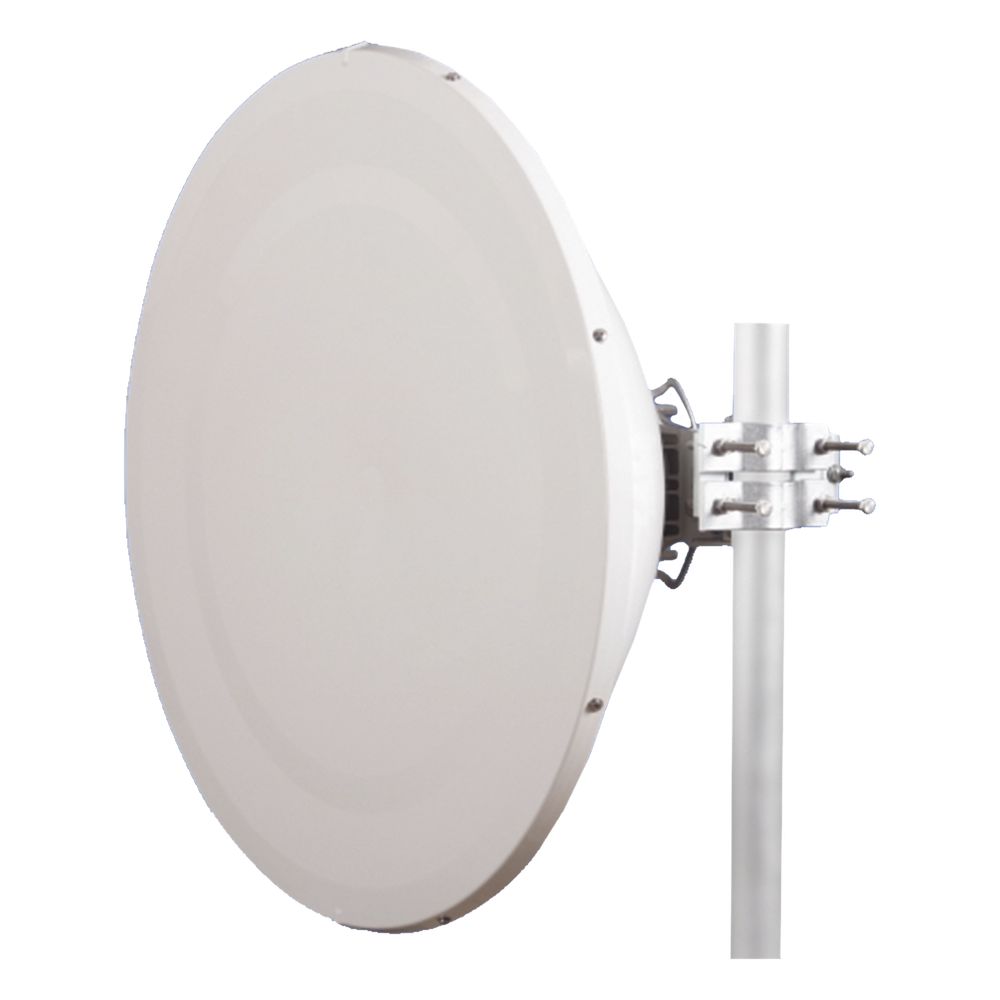 Antena direccional Alto Rendimiento / Parábola profunda para mayor aislamiento al ruido / 4 ft / Guía de onda para radio B5x y C5x / Ganancia de 35 dBi / Soporte de acero inoxidable / Polaridad en 90 ° y 45 ° / Incluye montaje