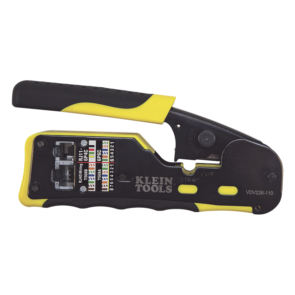 Ponchadora Pelacables Cortacables con Matraca para Conectores Pass-Thru RJ45