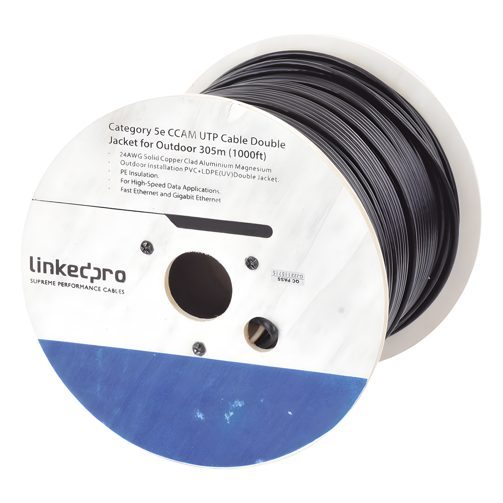 Bobina de cable Cat6 305 m, CCA, negro