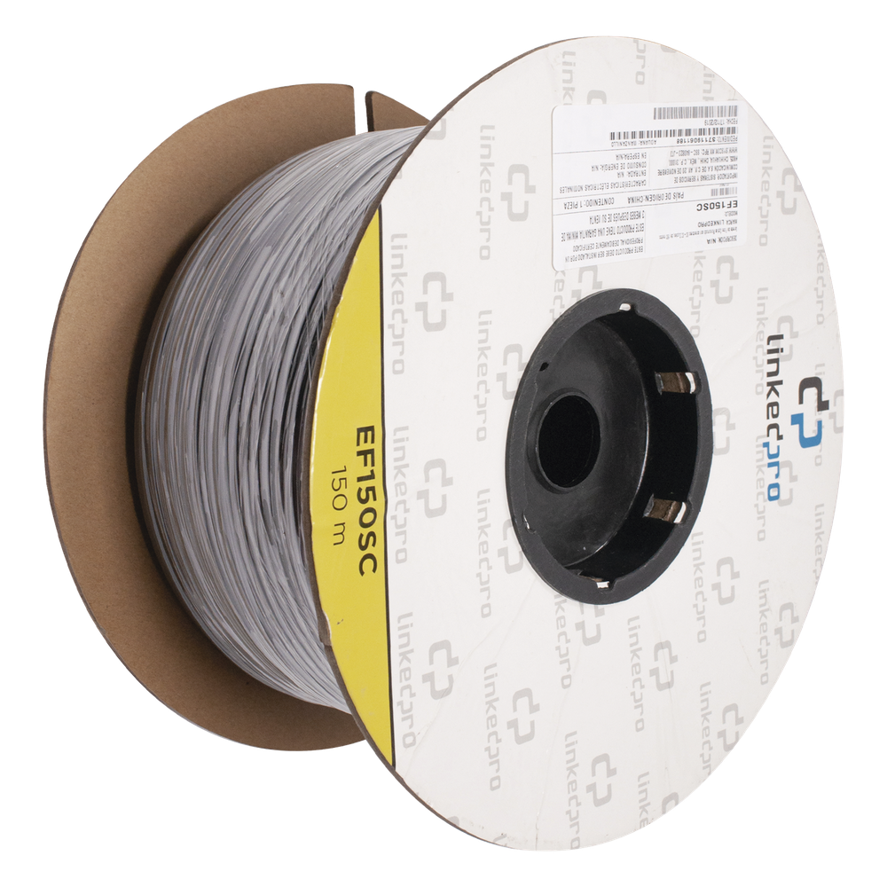 [EF-150-SC] Carrete de Fibra Óptica Monomodo con Conectores SC-SC Duplex, Reforzada con Kevlar, de 150 Metros (492.13 Pies), Para Instalaciones Subterráneas por Tubería