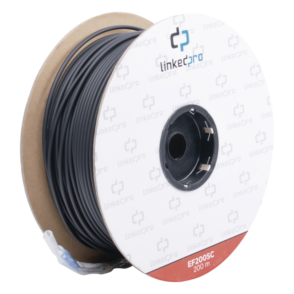 [EF-200-SC] Carrete de Fibra Óptica Monomodo con Conectores SC-SC Duplex, Reforzada con Kevlar, de 200 Metros (656.17 Pies), Para Instalaciones Subterráneas por Tubería