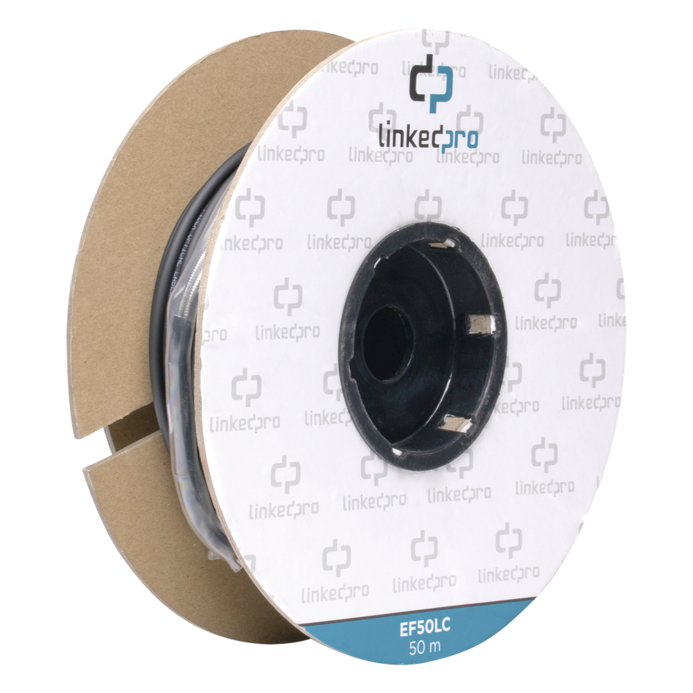 [EF-50-LC] Carrete de Fibra Óptica Monomodo con Conectores LC-LC Duplex, Reforzada con Kevlar, de 50 Metros (164.04 Pies), Para Instalaciones Subterráneas por Tubería