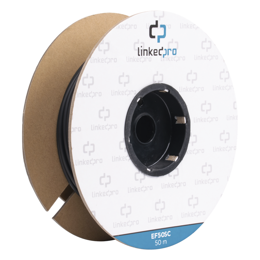 [EF-50-SC] Carrete de Fibra Óptica Monomodo con Conectores SC-SC Duplex, Reforzada con Kevlar, de 50 Metros (164.04 Pies), Para Instalaciones Subterráneas por Tubería