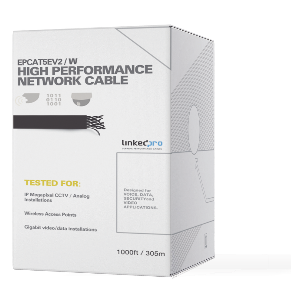 Bobina de cable Cat5e 305 m, CCA, blanco