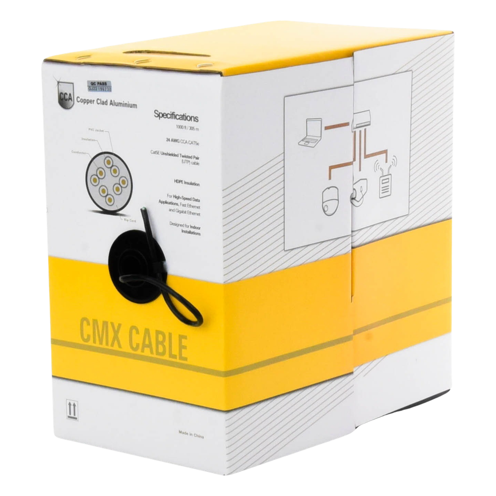 Bobina de cable Cat5e 305 m, CCA, negro