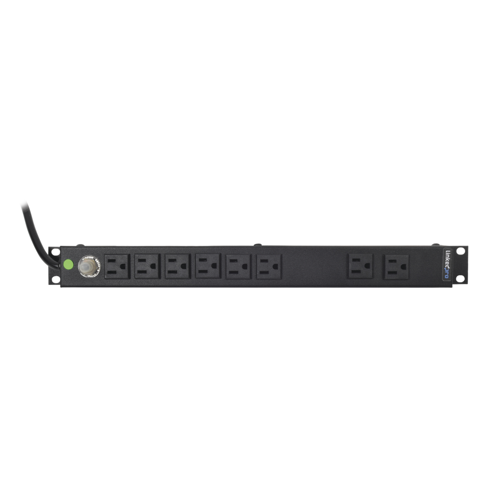 Multicontacto Horizontal (PDU) de 8 Contactos (NEMA 5-15R) Rack 19" 1UR. Voltaje Entrada / Salida: 120Vca / 15A