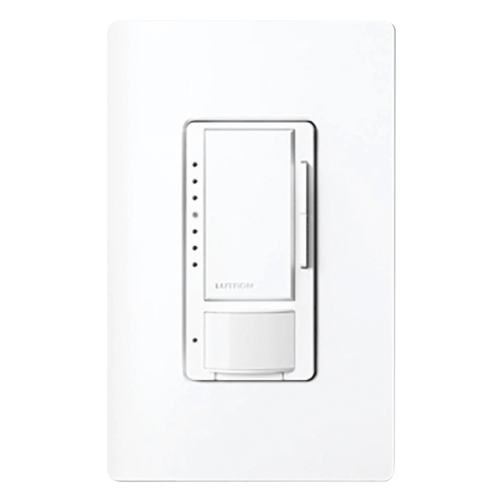 Atenuador de pared Maestro con sensor de ocupación y vacancia PIR, 600 W incandescente o 150 W LED y CFL regulables, 120 V, sin cable neutro, unipolar o multilocalización