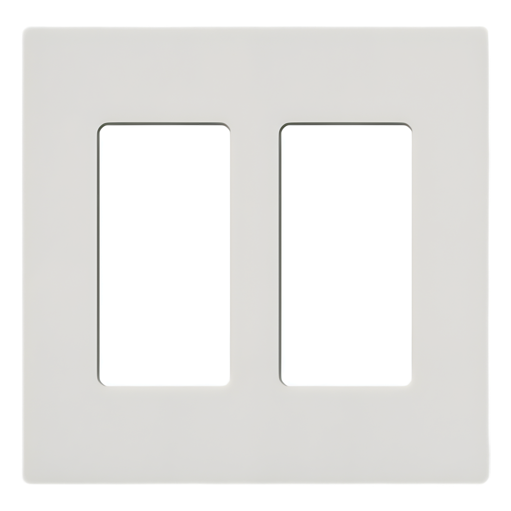 Placa de pared de 2 espacios sin tornillos visibles en acabado Snow satinado, compatible con atenuadores e interruptores Lutron Maestro, Diva, Claro y controles Pico