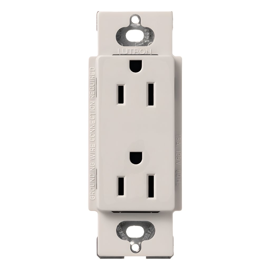 Contacto dúplex Claro de 15 A y 125 V, acabado biscuit, para combinar con atenuadores y apagadores Lutron