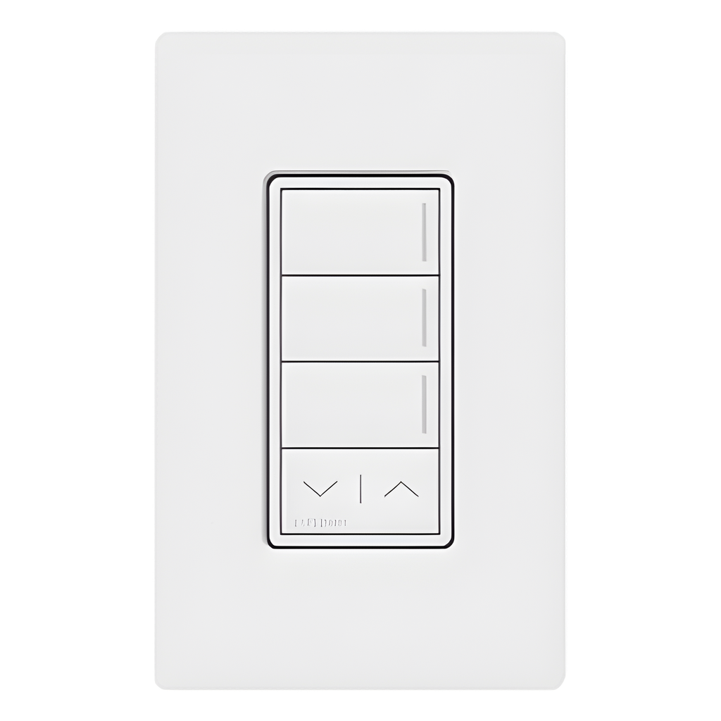 Botonera híbrida Sunnata de 3 botones con subir / bajar, dimmer y teclado integrados en un solo dispositivo, para RadioRA 3