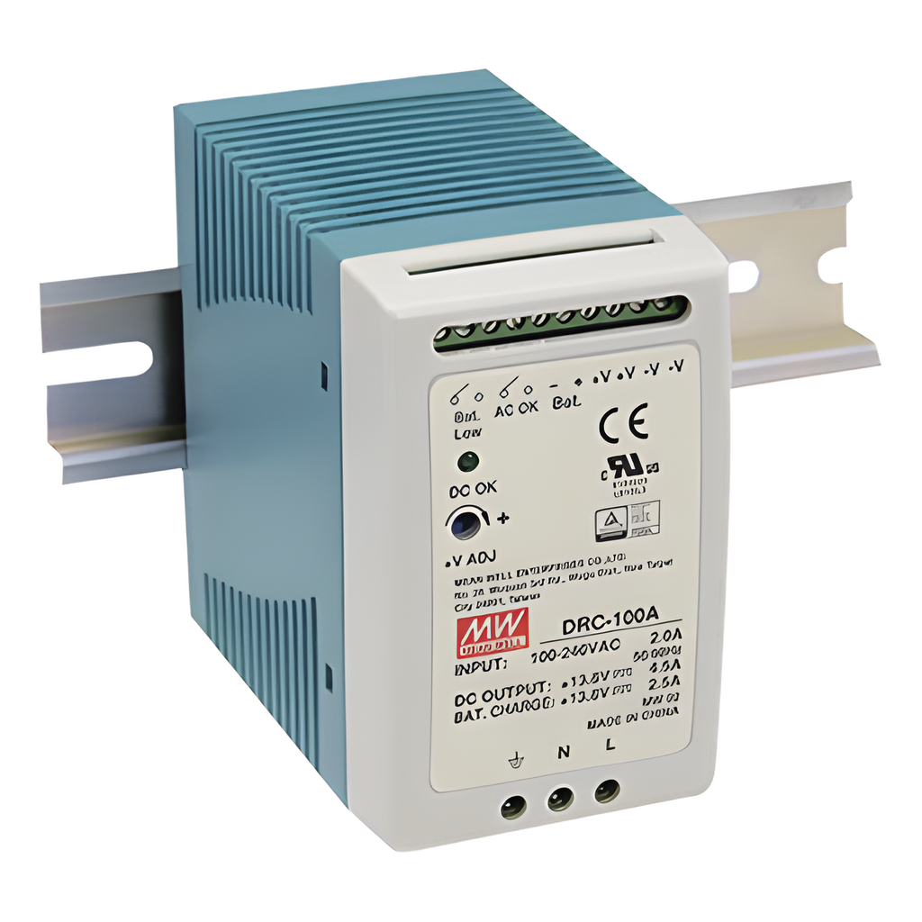 [DRC-100-A] Fuente de poder Riel Din 12V, 100W con Cargador de Batería