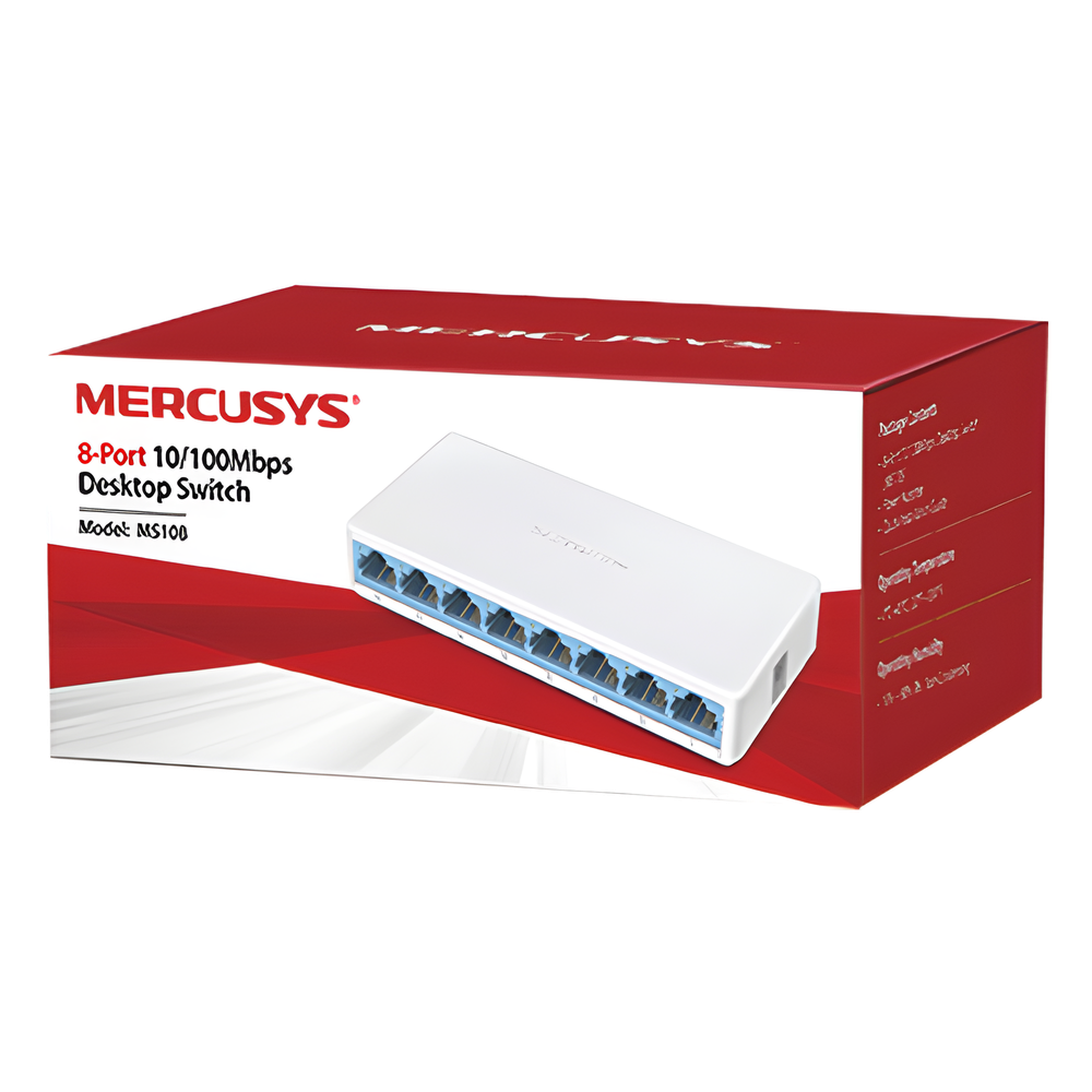 Switch NO Administrable / Para escritorio / 8 puertos 10 / 100 Mbps / Diseño Compacto / Plug and Play