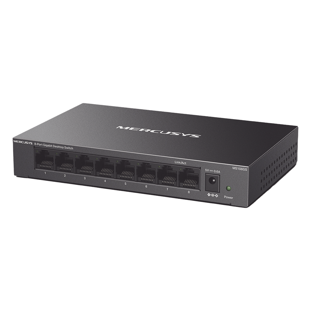 Switch NO Administrable / Para escritorio / Carcasa de Metal / 8 puertos 10 / 100 / 1000 Mbps / Diseño Compacto / Plug and Play
