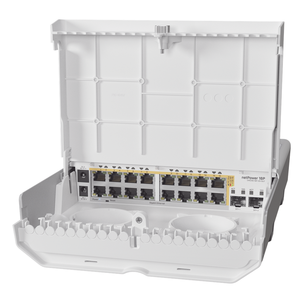 (netPower 16P) Switch administrable Sistema Operativo Dual, 16 puertos con PoE, 2 puertos 10G SFP+ para Exterior