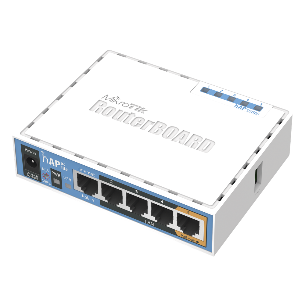 [RB952UI-5AC2ND] (hAP ac lite) 5 Puertos Fast Ethernet, WiFi Doble Banda 802.11ac