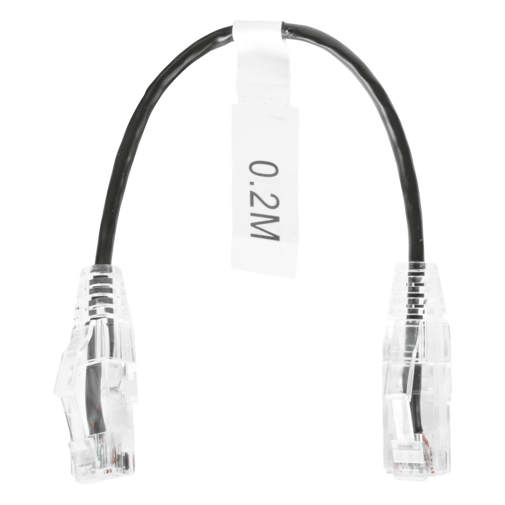 Patch cord Cat6 UTP, 20 cm, negro, 28 AWG