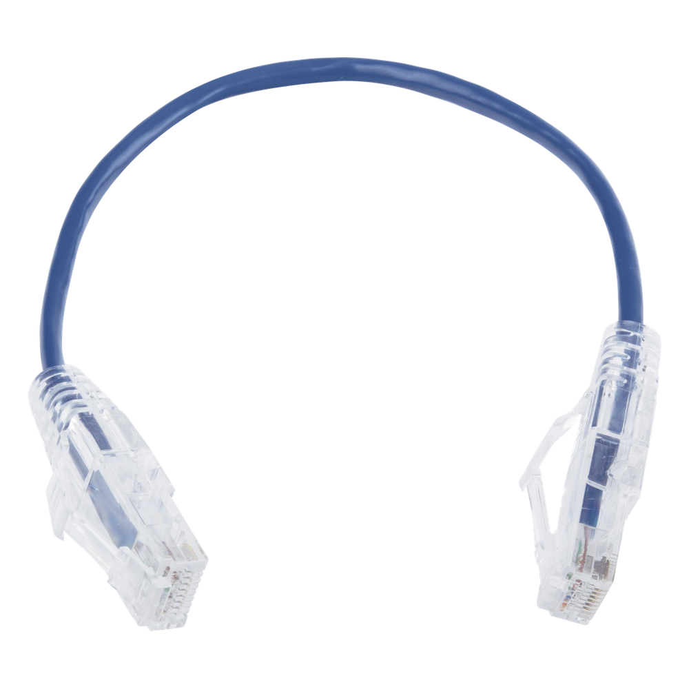 Cable de Parcheo Slim UTP Cat6 - 20 cm (7.87 Pulgadas) Azul Diámetro Reducido (28 AWG)