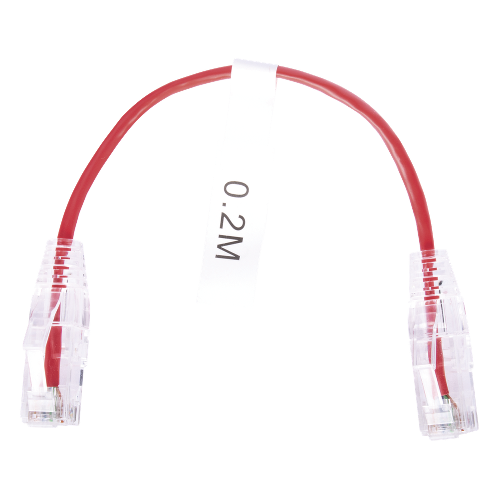 Patch cord Cat6 UTP, 20 cm, rojo, 28 AWG