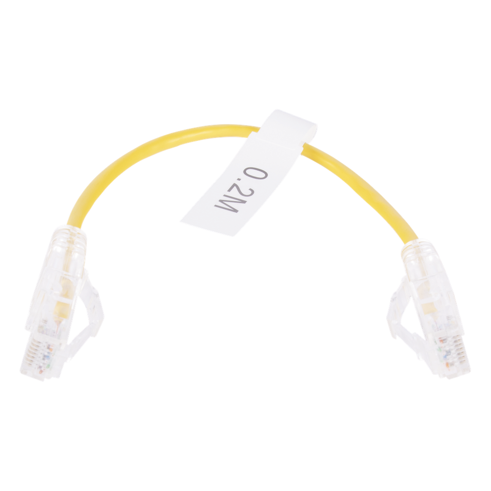 Patch cord Cat6 UTP, 20 cm, amarillo, 28 AWG