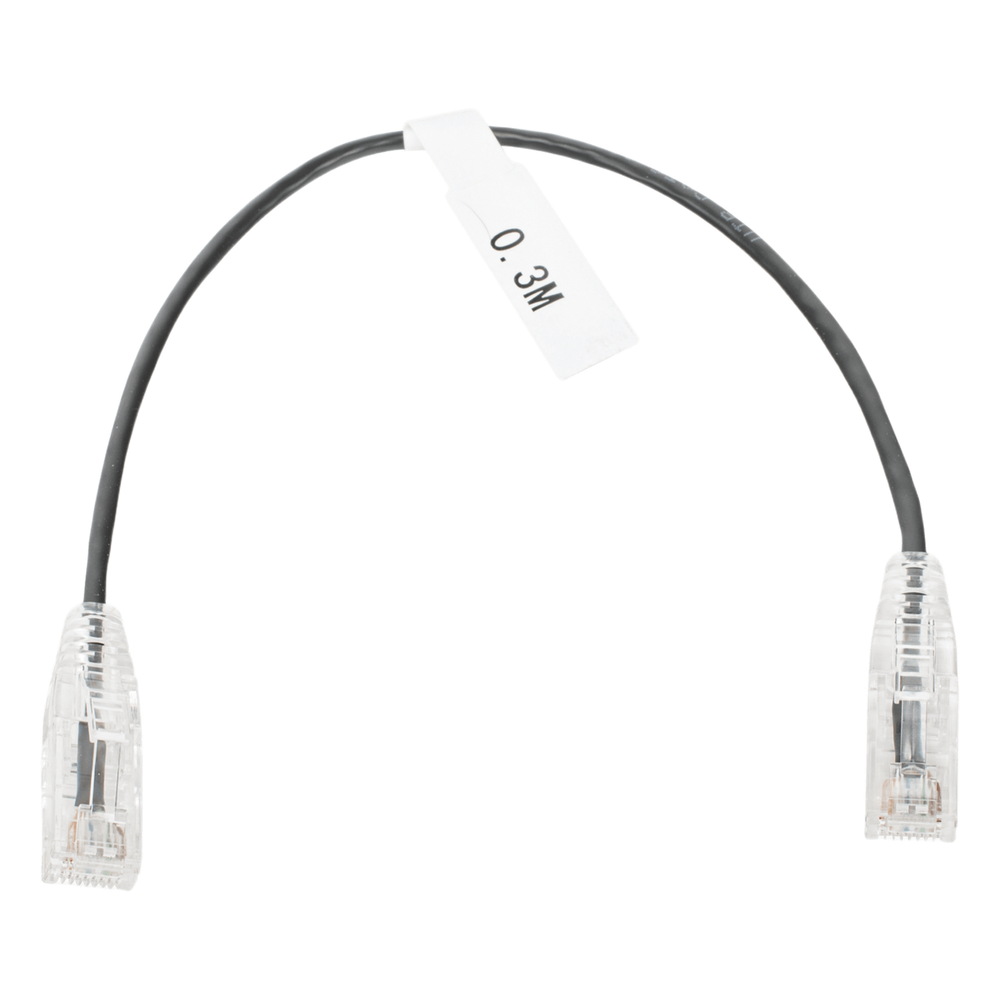 Patch cord Cat6 UTP, 30 cm, negro, 28 AWG