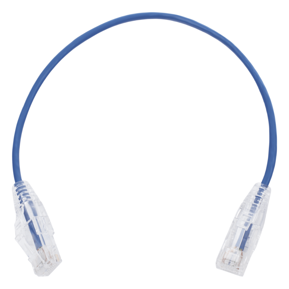 Patch cord Cat6 UTP, 30 cm, azul, 28 AWG
