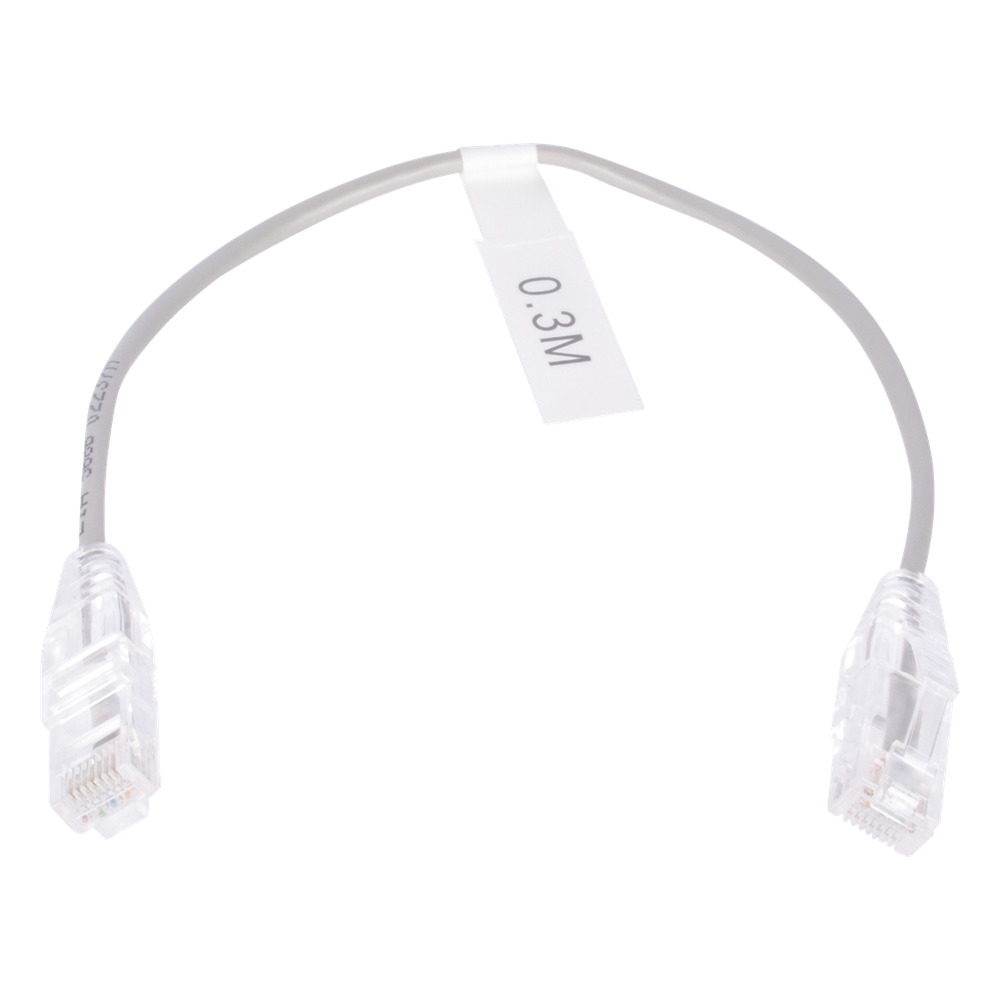 Patch cord Cat6 UTP, 30 cm, gris, 28 AWG