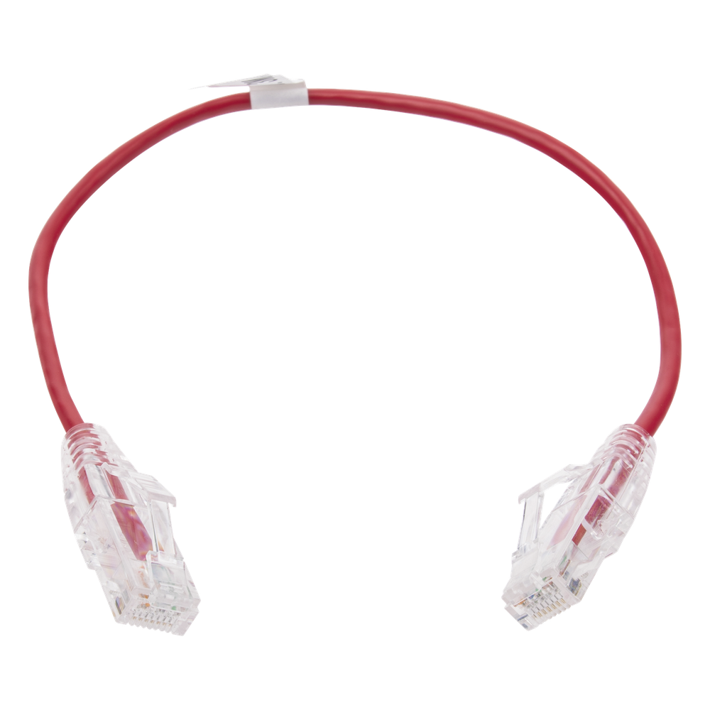 Patch cord Cat6 UTP, 30 cm, rojo, 28 AWG
