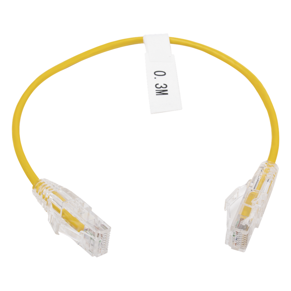 Patch cord Cat6 UTP, 30 cm, amarillo, 28 AWG