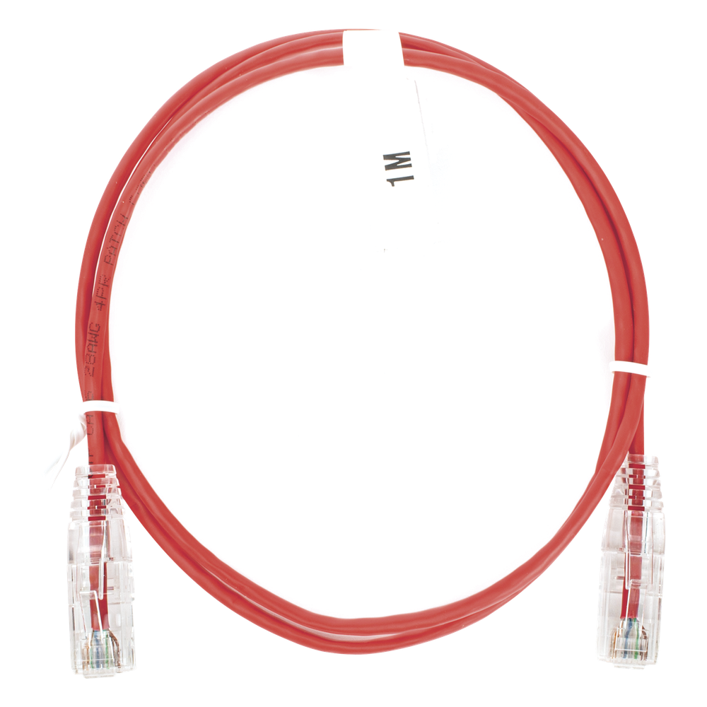 Patch cord Cat6 UTP, 1 m, rojo, 28 AWG