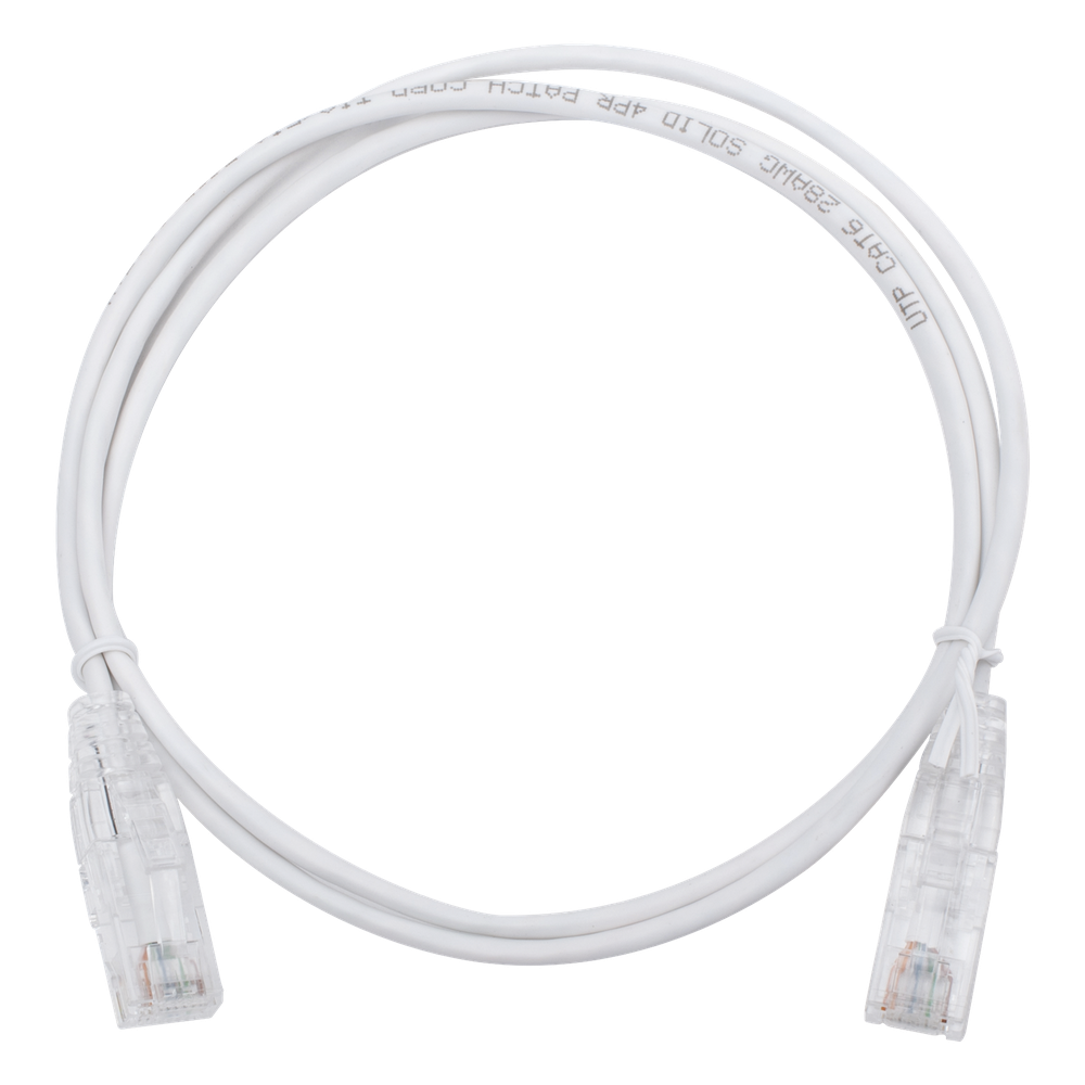 Patch cord Cat6 UTP, 1 m, blanco, 28 AWG