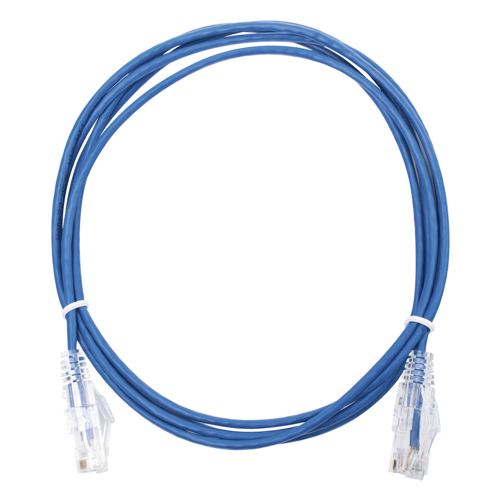 Patch cord Cat6 UTP, 2 m, azul, 28 AWG